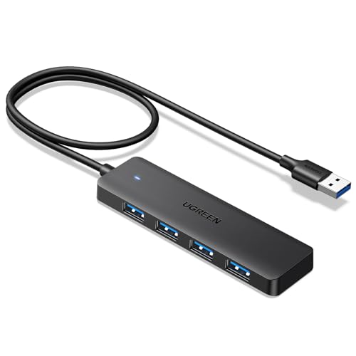 UGREEN Hub USB 3.0 con 4 Puertos Adaptador Ladron Multipuertos 5Gbps Alta Velocidad Compatible con MacBook Pro Air iMac Surface XPS PC Portátil Disco Duro Teclado Ratón PS5 (60cm)