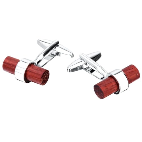 Mancuernillas cilíndricas de madera para camisa de hombre miniatura 3
