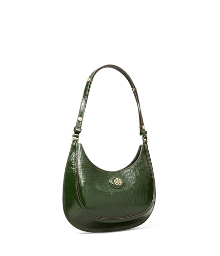 Tory Burch Robinson Crosshatched Convertible Crescent Bag, Evergreen4