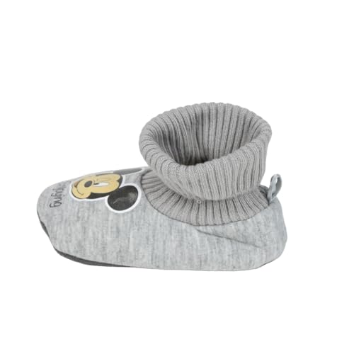 Chaussons Mickey Mouse - Couleur Grise - Taille 21 - Fermeture Style Chaussette - Chaussons Type Bottes - en Polyester - Produit Original Conçu en Espagne