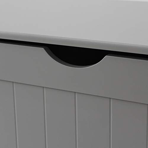 House & Homestyle Ashby Grey Shaker-Style Blanket Box - Medium Sized Wood Effect Blanket/Laundry Storage Box with Hinged Lid - H46.5 x W81 x D40 cm - Grey