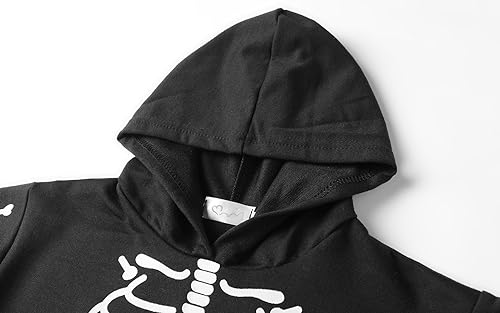 Mud Kingdom Boys Girls Halloween Sweatshirt with Hood Pumpkin Ghostface Pullover Scary Skeleton Graphic3