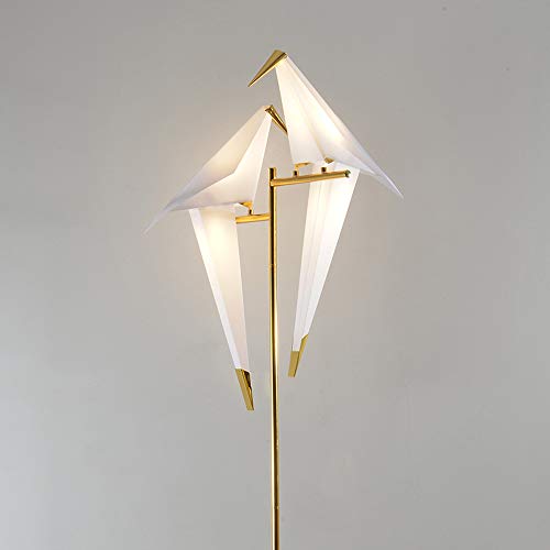 Reuil 72Inch Modern Led Floor Lamp Paper Crane Bird Floor Light Gold Metal Pvc Lampshade Lighting Fixtures For Living Room Bedroom Dinning Room Office #TOP7