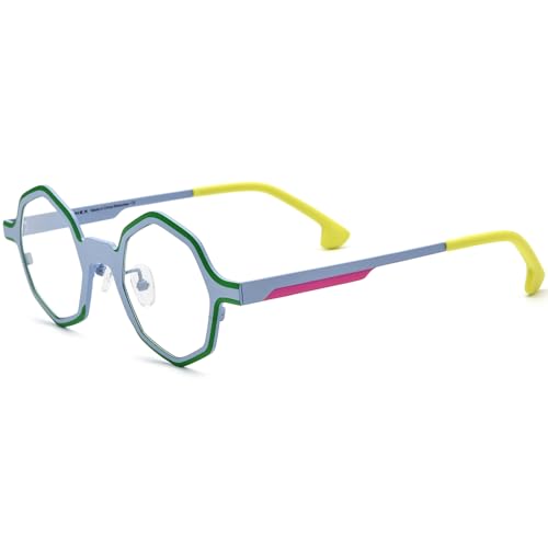 Image of FONEX Colorful Pure Titanium Glasses Frame Women Retro Round Eyeglasses