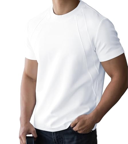 Fioboc Mens T-Shirts - Crew Neck Short Sleeve T-Shirts for Men Performance Cotton Blend Summer Casual Stylish Tee