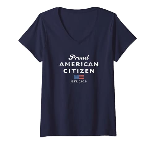 Donna US Citizen 2020 Est Proud American Patriotic USA Bandiera Maglietta con Collo a V