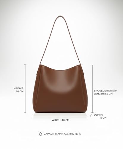 Image of PAVILONN Women Shoulder Purse Office Tote Work Handbag Structured Carry Bag with Large Capacity Travel Satchel Elegant Professional Ladies Fashion Accessory for College Shopping Everyday Use | Premium Leather Bags, Large Capacity Totes, Adjustable Strap Bag, Spacious Office Bags, Lightweight Lady Bag, Elegant Travel Bags