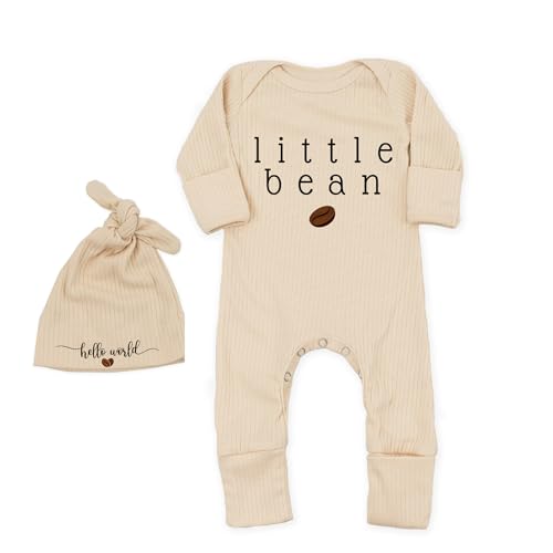 Little Bean Baby Bodysuit Hat - Newborn Fall One-Piece Romper Coming Home Outfit Infant Boy Girls Jumpsuit 0-3 Month