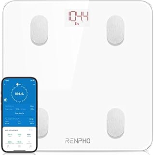 RENPHO Personenwaage Digital Testsieger 2023, Bluetooth Körperfettwaage mit Hochpräzisions-Sensoren, Smart Waage mit Körperfett und Muskelmasse 180 kg/400 lbs