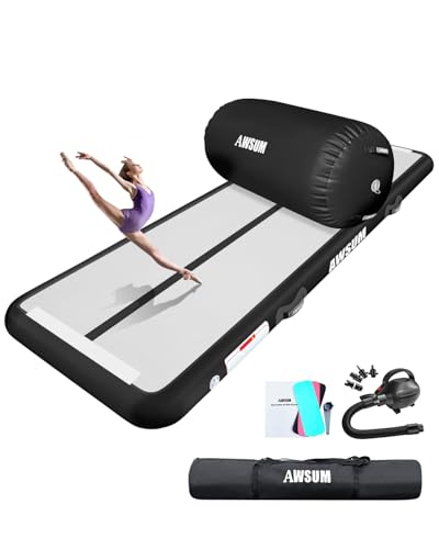 AWSUM 10/13ft Inflatable Gymnastics Mat Air Roller Barrel Tumble Track Tumbling Mat Back Backbend...