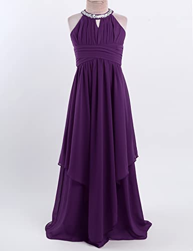 Kids Halter Wedding Bridesmaid Flower Girls Dress Junior Long A Line Pageant Party Dress Prom Ball Gowns2