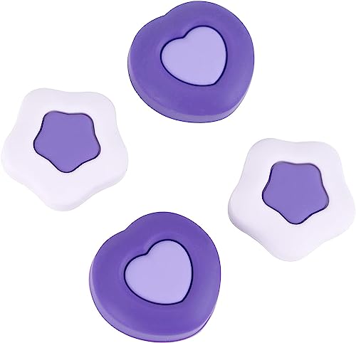 GeekShare Simpatici Cappucci Joycon Thumb Grip in Silicone Cappucci Kawaii Thumbstick Cover Joystick Compatibile con Switch/OLED/Switch Lite, 2Pairs/4PCS - Cream Heart Dark Version