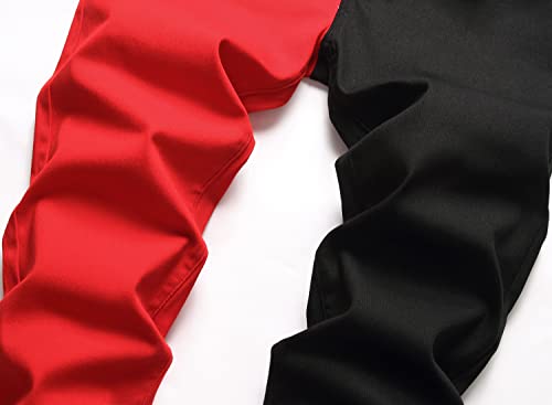 Men's Skinny Jeans Fashion Casual Black Red White Patchwork Slim Fit Cotton Demin Pencil Pants Size 28-384