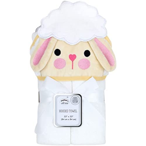 Image of Mother's Choice Baby Towels 100% Organic Cotton Sheep Hooded Design, Oeko-TEX Certified, Ultra-Soft Absorbent Hooded Bath Towel for Newborn, Gender Neutral (Sheep)