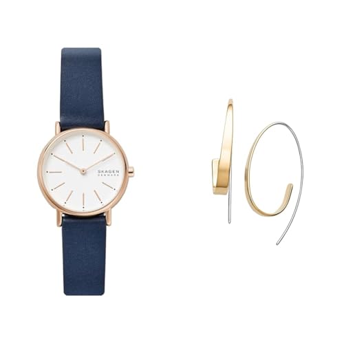 Reloj azul Skagen de mujer y pendientes Kariana para estilo de oficina y cena