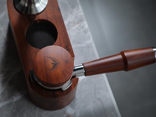 Espresso Distributor – Adjustable Coffee Leveler with Stainless Steel Flat Base & Rosewood Handle – Sizes 51mm / 54mm / 58mm / 58.5mm – Even Puck Preparation Barista Tool (54mm)