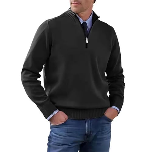 Men's Quarter Zip Up Pullover Long Sleeve Sweaters Fall Mock Neck Sweater Turtleneck Business3