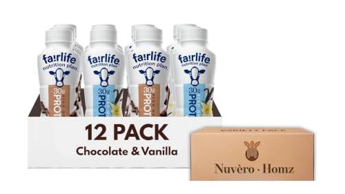 Image of Fairlife Protein Shakes | VARIETY PACK OF 12 (30g Protein, 11.5 fl oz Each) | High Protein Chocolate & Vanilla Shakes | Exclusive Bulk Pack Packaged by Nuvero.Homz