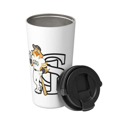 タンブラー 福岡ソフトバンクホークス 野球応援 コーヒーカップ 500ml 蓋付き 持ち手付き マグボトル 保冷 保温 ステンレス製 魔法瓶 水筒 直飲み 携帯マグ 車用 応援グッズ プレゼント