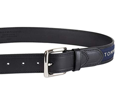 Tommy Hilfiger Men's Fabric Inlay Casual Belt with Classic Harness Buckle3