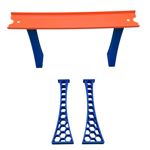 3D Printed Track Support Stands, 5 Inch, Blue Plastic, Made in USA, Compatible with Hot Wheels Tracks, 4 Pack