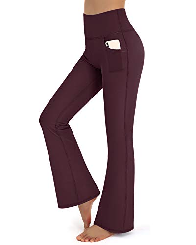 Promover Yogahose Damen Schlaghose Sporthose Lang Flared High...