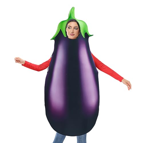 Furtryvl Costume d'aubergine d'Halloween | Costume d'Halloween farce aux légumes | Tenue hilarante pour attirer l'attention pour la famille, les amis, les femmes, les hommes, les personnes âgées