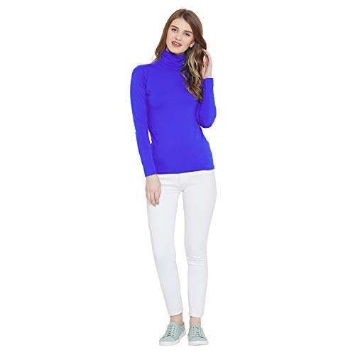 Image of LE BOURGEOIS Women Slim Fit Casual Full Sleeve Highneck /Turtle-Neck Cotton Top