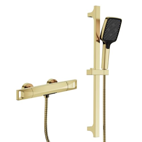 Glyyr S113035 Goldene Badewannenarmatur mit Handbrause