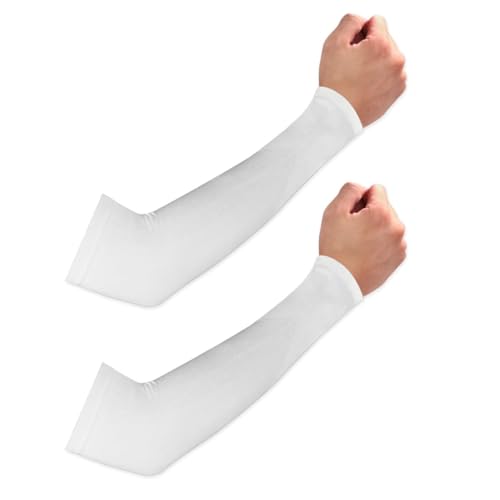 RHHGHY Manicotti Unisex da Manicotti Traspiranti anti-UV Maniche per Braccia per Pallavolo, Ciclismo, Pallacanestro, Corsa, Lavoro All'Aperto, Gioco (1 paio Bianco)
