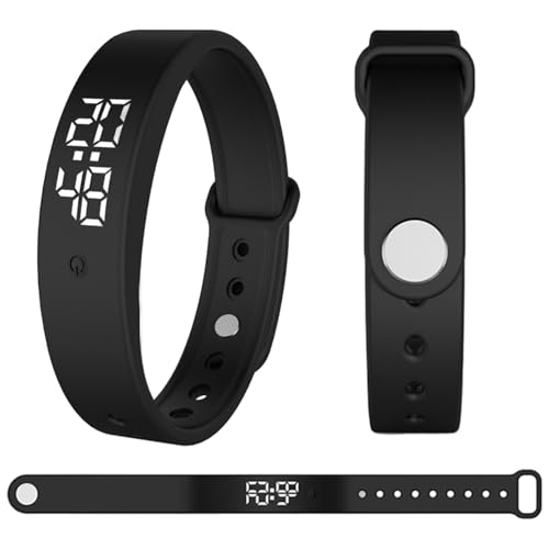 SMELEYOU Vibrating Alarm Clock with Silent Wristband for Heavy Sleepers Waterproof Fitness with Body Temperature Monitor Smart Watch for Men Women Black