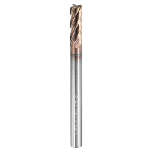 Image of uxcell Carbide Square End Mill, 1 /8 inch Dia TiAlN Coated 4 Flutes Milling Bit Cutter, for Hardened Steel Stainless Steel Alloy Metal, 1 /8 inch Shank 3 /8 inch Cut Length 1-1 /2 inch Long HRC55