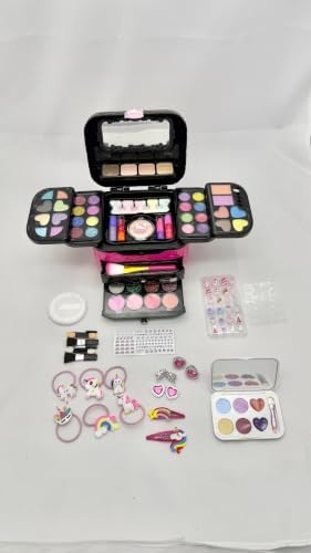 Kids Makeup Kit for Girls, Real Washable Girl Toys, Kids Play Makeup Set, Safety Material Certificates, Non-Toxic, Storage Case with Christmas Birthday Gifts for 3 4 5 6 7 8 9 10 11 12 Years Old image 2