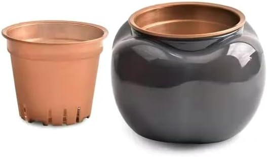 Miniatura 2 de Maceta de plástico perezosa simple maceta hidropónica de orquídea en maceta florero creativo florero de metal grande (gris, talla única)