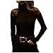 Masrin Damen Pullover Lässige einfarbige Basic Shirts Sexy Netzgarn Splicing Oberteile Pulli Tops mit Stehkragen und Langen Ärmeln Schmale Tunika Kurz geschnittenes Tshirt Enge Blusen Warm Sweatshirt