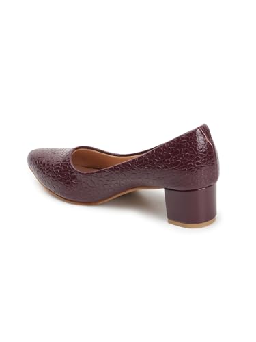 Image of Carlton London Women Stylish Slipon Pump Shoes with Block Heels, Pointed Toe for Party and Formal Occasions