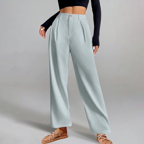 Pantalones Traje piernas anchas Mujer ropa Trabajo sólido secado suelto Recto Pantalones ocio respirables2