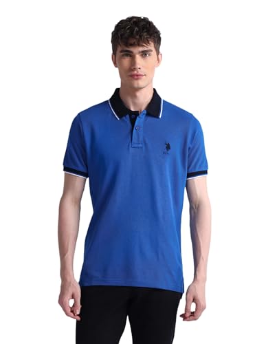 Image of U.S. Polo ASSN. Solid Slim Fit Polo T Shirts for Men - 100% Cotton, Half Sleeve Mens Tshirt