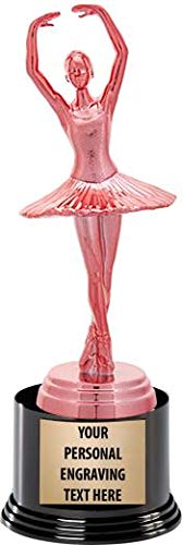 Crown Awards Dance Trophies with Custom Engraving, 7.25" Personalized Pink Ballet Female Dancer