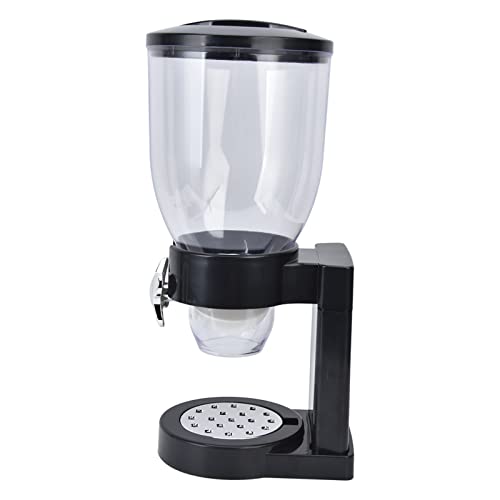 Dispensador de granos Contenedor de almacenamiento de arroz Dispensador de alimentos secos seguro y transparente con base de goma para despensa de cocina ABS negro 16,53 x 5,70