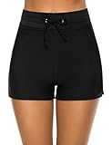 Tournesol Women's Swim Shorts High Waisted Bathing Suit Bottoms Tummy Control Swimsuit Tankini Boy Shorts Black