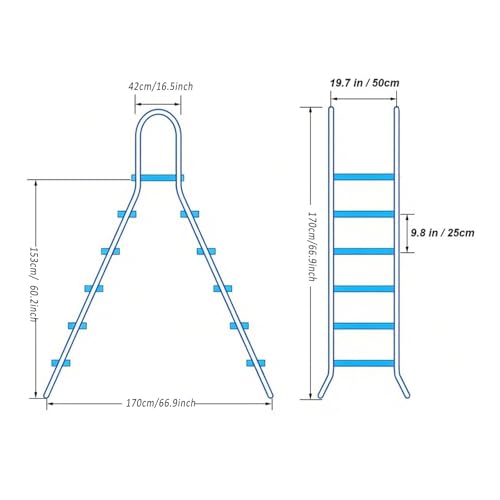 Escalera para piscina elevada con 5 peldaños antideslizante miniatura 6