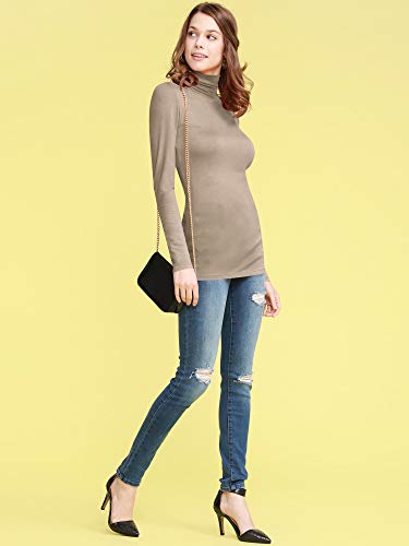 Image of Lock and Love Women's Turtleneck Top Lightweight Long Sleeve Slim Fit Pullover, Soft Rayon Stretch Layering Basic, S-3XL