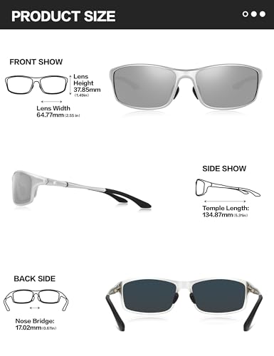 Image of Bircen Polarized Mens Sunglasses: UV Protection Black Blue Shades for Men Sport Driving with Al-Mg Metal Frame (Large)