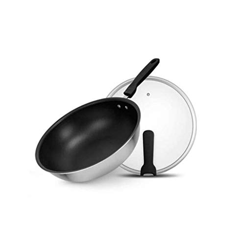 UQACHG Bratpfanne Kochtopf Antihaft-Pfanne rauchfreier Topf Edelstahl-Wok Steaktopf Omeletttopf Gastopf Ständer 28CM Bratpfanne UQACHG Bratpfanne Kochtopf Antihaft-Pfanne rauchfreier Topf Edelstahl-Wok Steaktopf Omeletttopf Gastopf Ständer 28CM Bratpfanne
