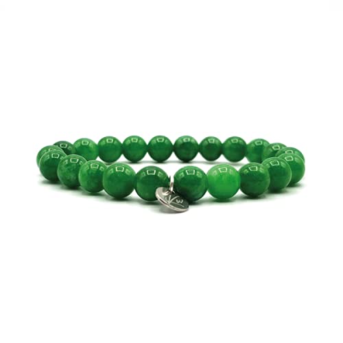 KARDINAL WEIST jade bracelet, semi-précieuse perles, pierre naturelle, bijoux pour - chakra - bonheur - joie - yin yang (M, vert clair) Cover