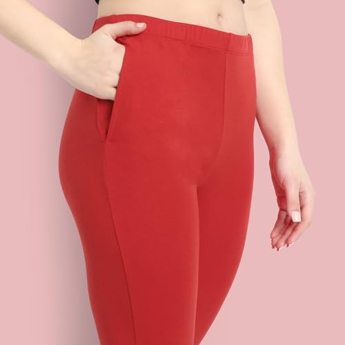 Image of ONE SKY Women Full Length Leggings | Cotton Modal Spandex Blend | High Waist Stretchable & Bio-Washed Fabric | Colour-Lock Technology | Comfortable Leggings for Women