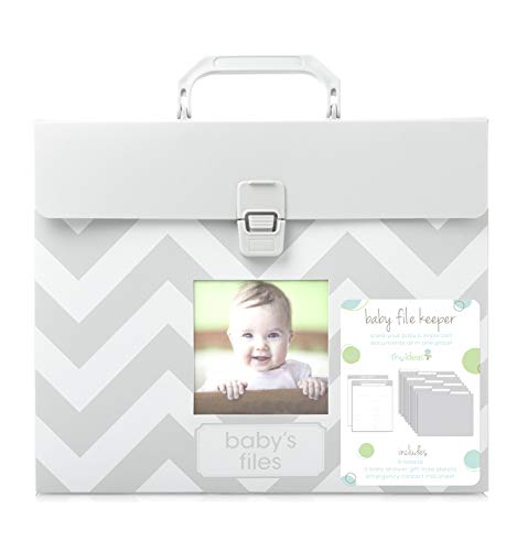 Image of Baby File Keeper Organizer, Gray Chevron, Newborn Baby Document Organizer, Durable File Folder