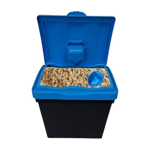 Chabrias Ltd Dry Winter Salt Storage Bin Plastic Box Container with Blue Scoop & Lid Weatherproof Grit Rock Salt & De-Icer Storage (30 Litre)