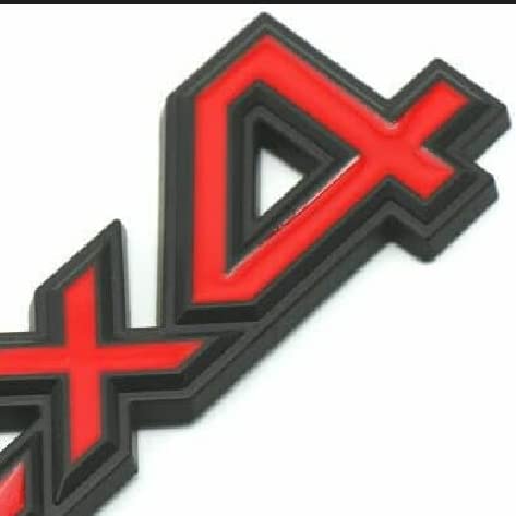 Image of 2 pc 4X4 Emblem 3D Badge Metal Sticker Tailgate Decals Car Side Fender Rear Trunk Emblem Fit for Universal Car Truck SUV Pickup 4Wd (Black-red)